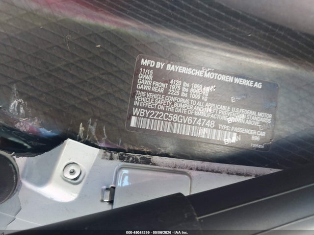 2016 Bmw I8 მანქანა იყიდება აუქციონზე, vin: WBY2Z2C58GV674748, აუქციონის ნომერი: 45048299