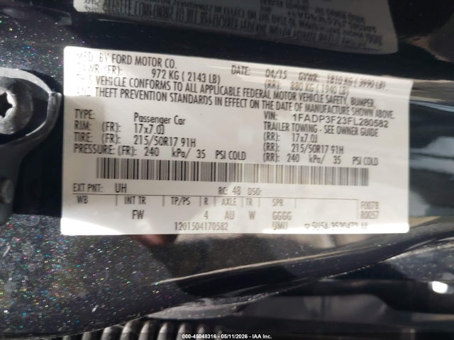2015 Ford Focus Se მანქანა იყიდება აუქციონზე, vin: 1FADP3F23FL280582, აუქციონის ნომერი: 45048316