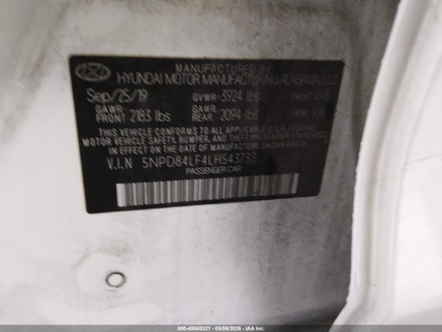 Продаж на аукціоні авто 2020 Hyundai Elantra Sel, vin: 5NPD84LF4LH543733, номер лоту: 45048321