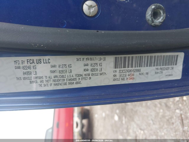 45048330 :رقم المزاد ، 2C3CDZAG0KH529968 vin ، 2019 Dodge Challenger Sxt مزاد بيع