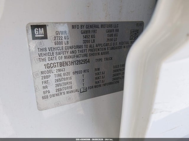 1GCGTBEN3H1282954 Chevrolet Colorado Wt