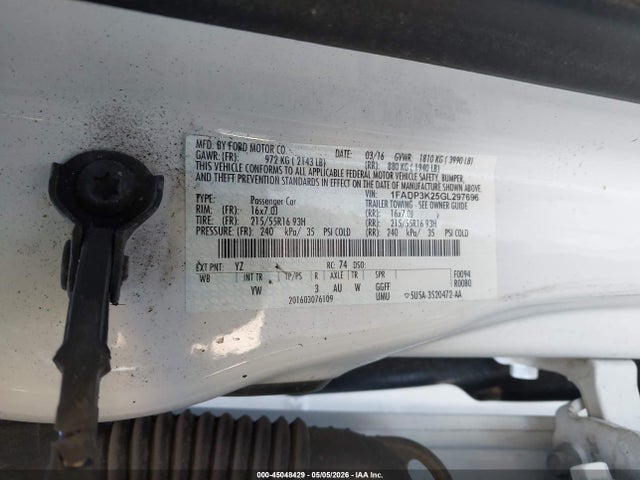 Продажа на аукционе авто 2016 Ford Focus Se, vin: 1FADP3K25GL297696, номер лота: 45048429