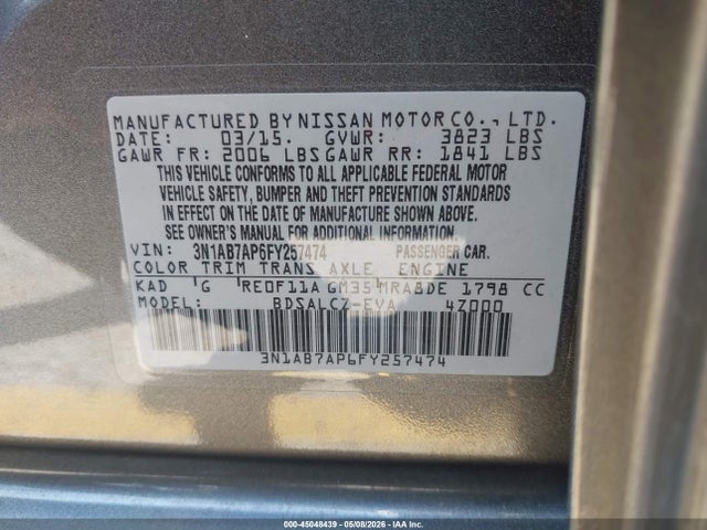 3N1AB7AP6FY257474 Nissan SENTRA S