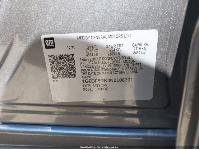 Aukcja sprzedaży 2022 Cadillac Ct4 Premium Luxury, vin: 1G6DF5RK3N0106731, numer aukcji: 45048532