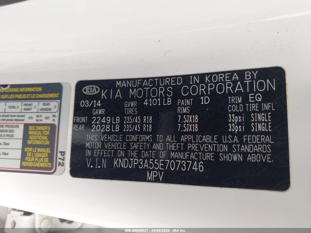Aukcja sprzedaży 2014 Kia Soul +, vin: KNDJP3A55E7073746, numer aukcji: 45048537