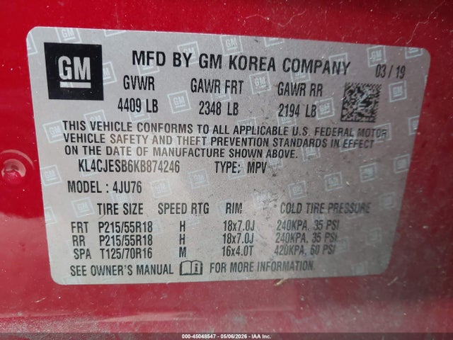 KL4CJESB6KB874246 Buick Encore Awd Preferred