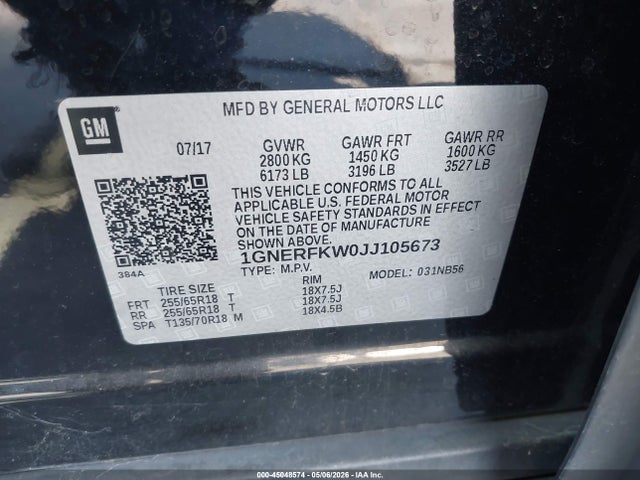 1GNERFKW0JJ105673 Chevrolet Traverse Ls