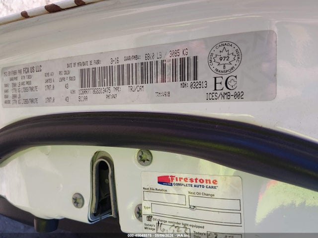 45048575 :رقم المزاد ، 1C6RR7TT8GS313475 vin ، 2016 Ram 1500 Slt مزاد بيع