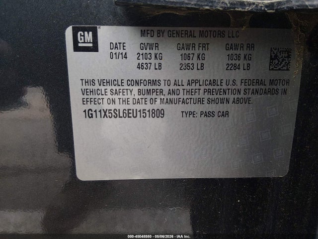 45048580 :رقم المزاد ، 1G11X5SL6EU151809 vin ، 2014 Chevrolet Impala 1fl مزاد بيع