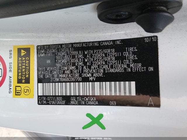 Продажа на аукционе авто 2011 Lexus Rx 350, vin: 2T2BK1BA6BC087700, номер лота: 45048670
