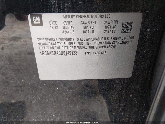 Aukcja sprzedaży 2013 Cadillac Ats Standard, vin: 1G6AA5RA8D0149128, numer aukcji: 45048682