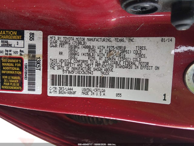 5TFBW5F1XEX363943 Toyota Tundra Limited 5.7l V8
