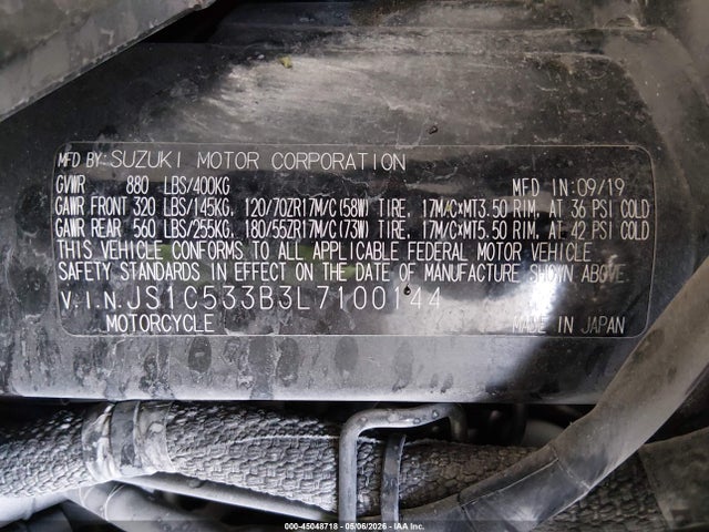 Suzuki Gsx-s750 M/z 2020 JS1C533B3L7100144 Image 10