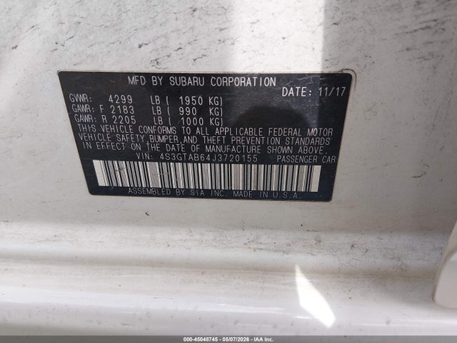 Продаж на аукціоні авто 2018 Subaru Impreza 2.0i Premium, vin: 4S3GTAB64J3720155, номер лоту: 45048745