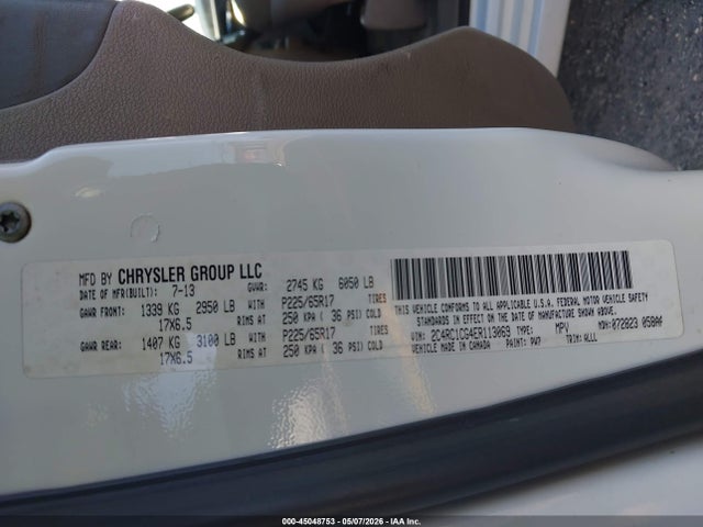 2014 Chrysler Town & Country Touring-l მანქანა იყიდება აუქციონზე, vin: 2C4RC1CG4ER113069, აუქციონის ნომერი: 45048753
