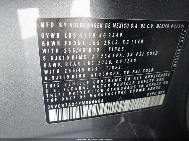 3VVCB7AX9PM066504 Volkswagen Tiguan 2.0t Se R-line Black