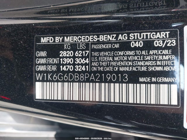 45048860 :رقم المزاد ، W1K6G6DB8PA219013 vin ، 2023 Mercedes-benz S 500 4matic مزاد بيع