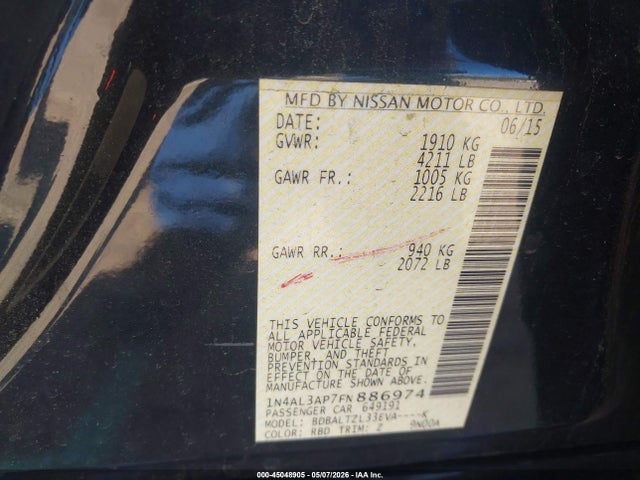 1N4AL3AP7FN886974 Nissan Altima 2.5 Sl
