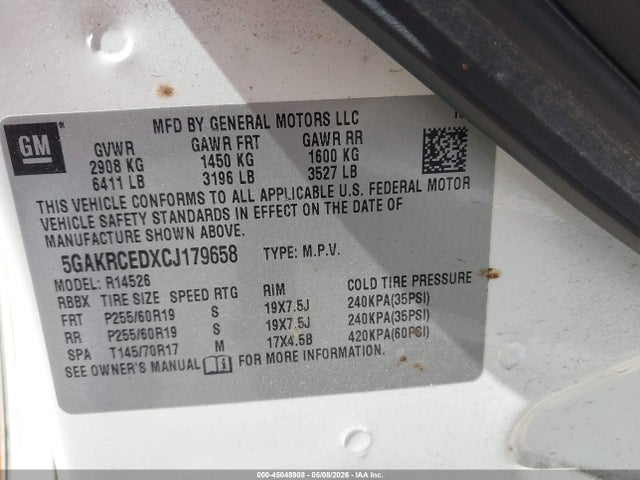 Aukcja sprzedaży 2012 Buick Enclave Leather, vin: 5GAKRCEDXCJ179658, numer aukcji: 45048908