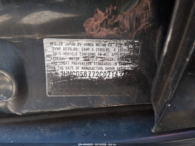 2002 Honda Accord 2.3 Se მანქანა იყიდება აუქციონზე, vin: JHMCG56772C021437, აუქციონის ნომერი: 45048920