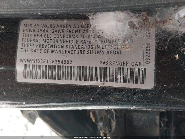 Продаж на аукціоні авто 2002 Volkswagen Passat Glx, vin: WVWRH63B12P354992, номер лоту: 45048943