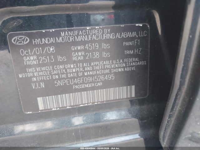 Продаж на аукціоні авто 2009 Hyundai Sonata Se V6, vin: 5NPEU46F09H526495, номер лоту: 45048944