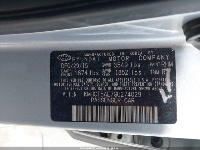 Aukcja sprzedaży 2016 Hyundai Accent Se, vin: KMHCT5AE7GU274029, numer aukcji: 45048955