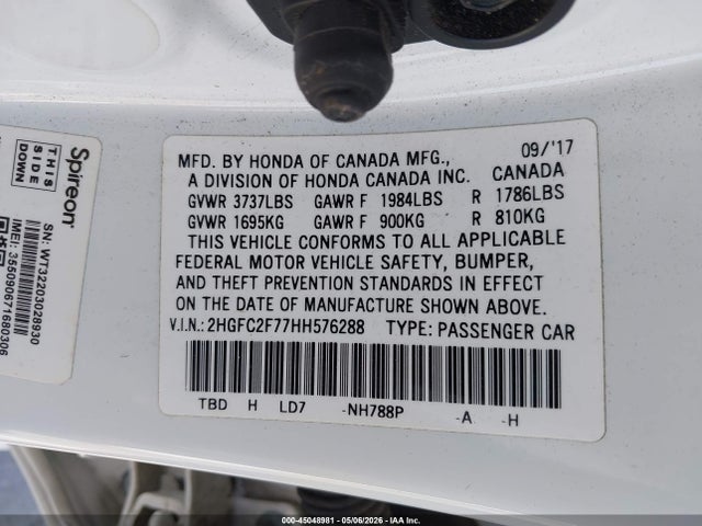2HGFC2F77HH576288 Honda CIVIC EX