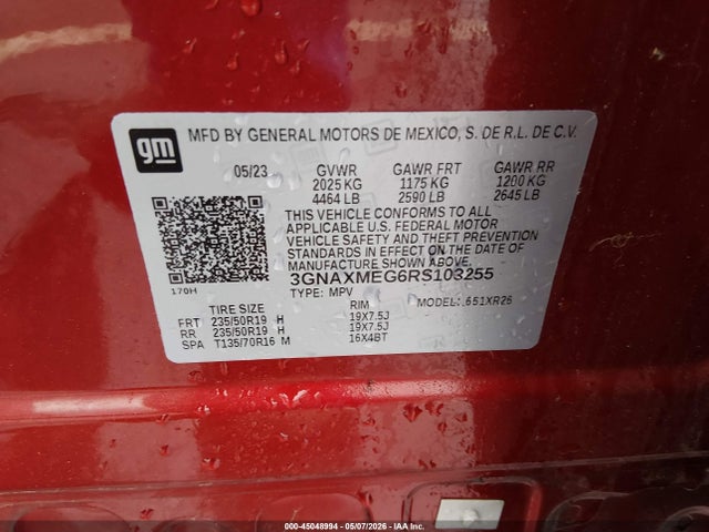Aukcja sprzedaży 2024 Chevrolet Equinox Fwd Rs, vin: 3GNAXMEG6RS103255, numer aukcji: 45048994
