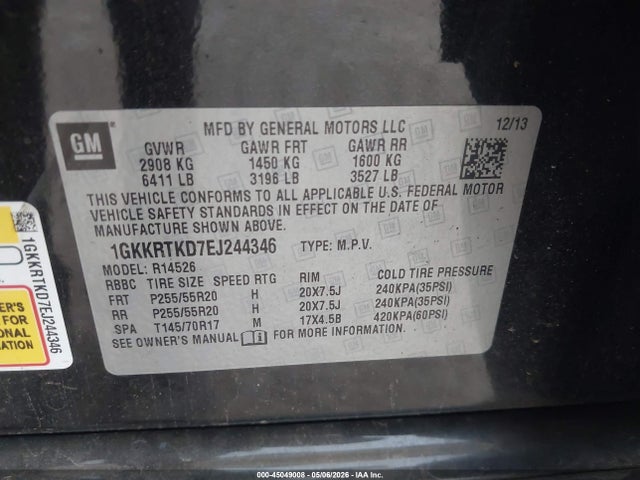 GMC Acadia Denali 2014 1GKKRTKD7EJ244346 Image 9