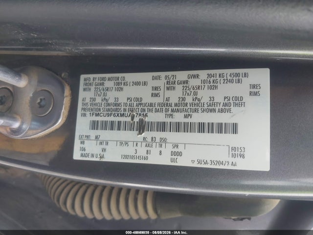 1FMCU9F6XMUA67815 Ford ESCAPE S
