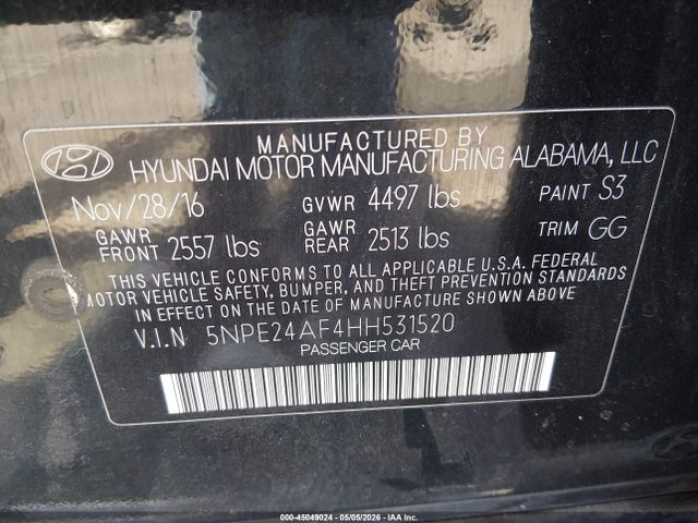 Hyundai Sonata 2017 5NPE24AF4HH531520 Image 9