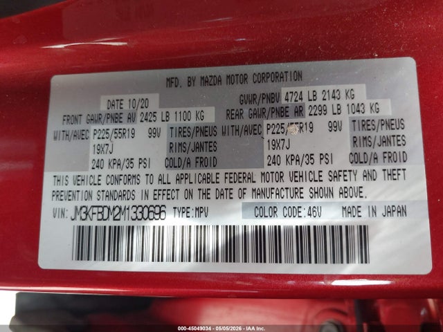 JM3KFBDM2M1330696 Mazda Cx-5 Grand Touring