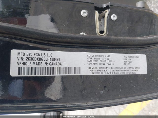 45049076 :رقم المزاد ، 2C3CDXBG0LH188429 vin ، 2020 Dodge Charger Sxt Rwd مزاد بيع