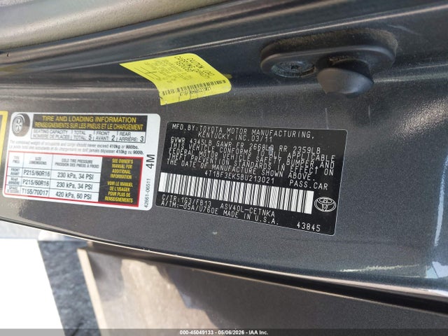 2011 Toyota Camry Le მანქანა იყიდება აუქციონზე, vin: 4T1BF3EK5BU213021, აუქციონის ნომერი: 45049133
