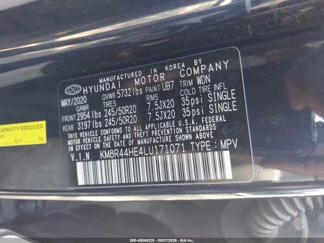 KM8R44HE4LU171071 Hyundai Palisade Sel