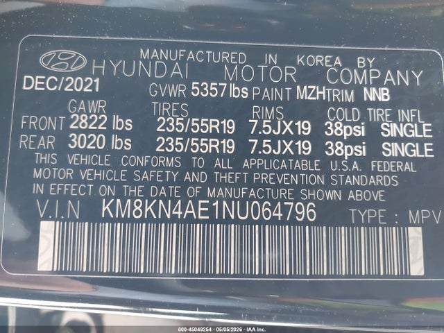 Продаж на аукціоні авто 2022 Hyundai Ioniq 5 Sel, vin: KM8KN4AE1NU064796, номер лоту: 45049254