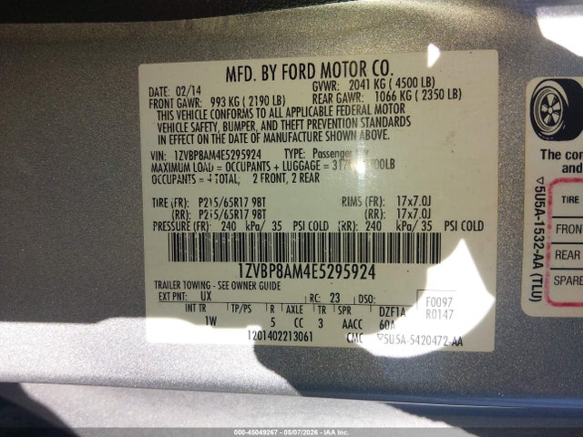 1ZVBP8AM4E5295924 Ford Mustang V6