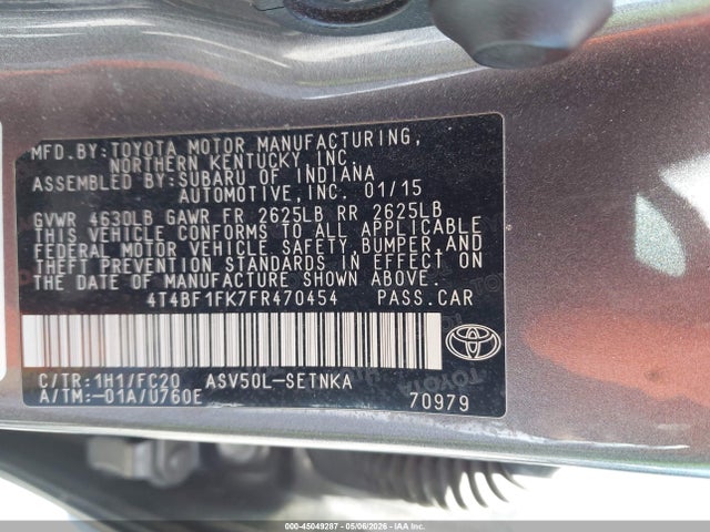 Aukcja sprzedaży 2015 Toyota Camry Le, vin: 4T4BF1FK7FR470454, numer aukcji: 45049287
