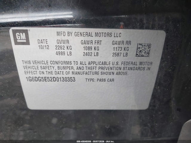 Aukcja sprzedaży 2013 Cadillac Cts Luxury, vin: 1G6DG5E52D0130353, numer aukcji: 45049306