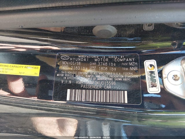 Продаж на аукціоні авто 2019 Hyundai Veloster 2.0, vin: KMHTG6AF3KU015596, номер лоту: 45049325