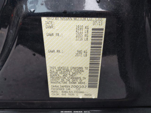 Nissan Altima 2.5 S 2014 1N4AL3AP8EN200102 Image 9
