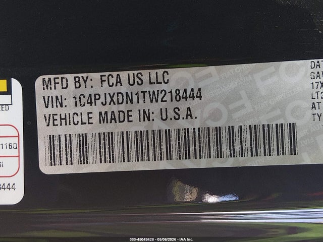 45049428 :رقم المزاد ، 1C4PJXDN1TW218444 vin ، 2026 Jeep Wrangler Willys مزاد بيع