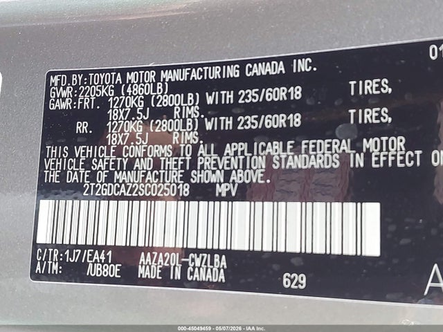 Aukcja sprzedaży 2025 Lexus Nx 250 Premium, vin: 2T2GDCAZ2SC025018, numer aukcji: 45049459