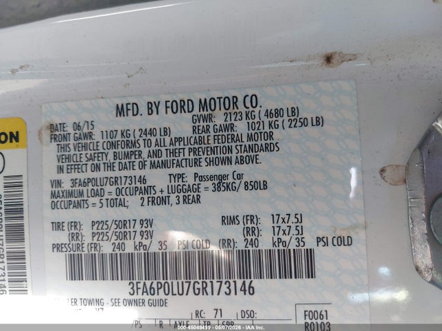 Ford Fusion Hybrid Se 2016 3FA6P0LU7GR173146 Image 9