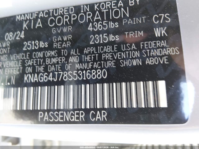 KIA K5 Gt-line 2025 KNAG64J78S5316880 Image 9