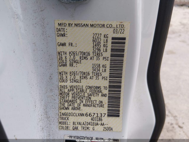 Продажа на аукционе авто 2022 Nissan Frontier King Cab S 4x2, vin: 1N6ED1CLXNN667137, номер лота: 45049514