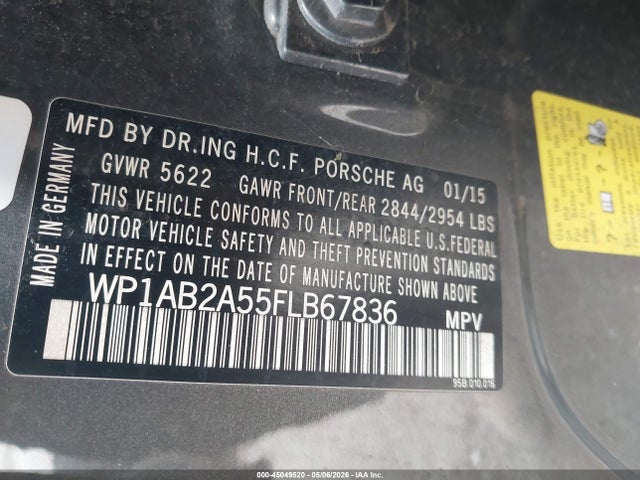 Auction sale of the 2015 Porsche Macan S, vin: WP1AB2A55FLB67836, lot number: 45049520