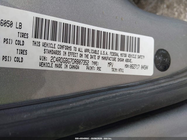 Продажа на аукционе авто 2013 Dodge Grand Caravan Se, vin: 2C4RDGBG7DR807352, номер лота: 45049562