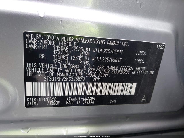 Продажа на аукционе авто 2023 Toyota Rav4 Le, vin: 2T3G1RFV3PC325879, номер лота: 45049594